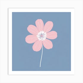 A White And Pink Flower In Minimalist Style Square Composition 408 Art Print