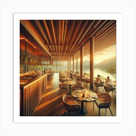 Restaurant At A Lake Art Print