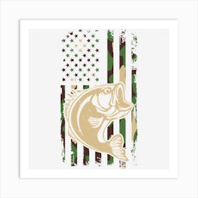 Bass Fishing Us Flag Art Print