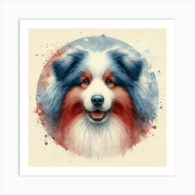 Watercolor Australian Shepherd 2 Art Print