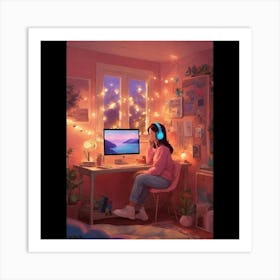 Girl In A Pink Room Art Print