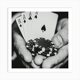 Poker Player Holding Poker Chips Art Print