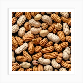 Peanuts On A Black Background 4 Art Print