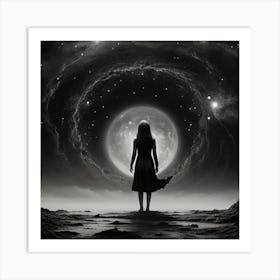 Girl In The Night Sky Art Print