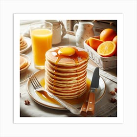 Pancakes With Orange Juice Art Print