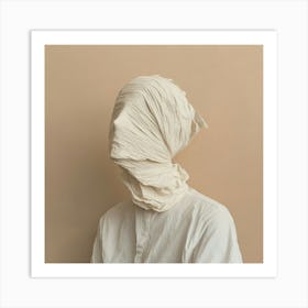 White Clothed Head Art Print