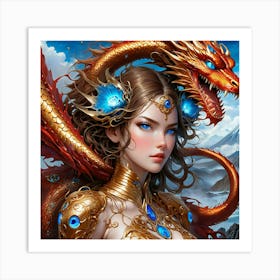 Girl With A Dragon jgg Art Print