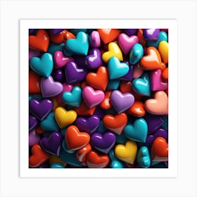 Colorful Hearts 1 Art Print