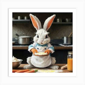 Bunny In Kitchen Art Print