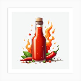 Hot Sauce Bottle On Fire Art Print