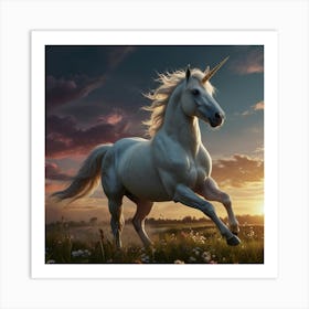 Unicorn In The Meadow Art Print