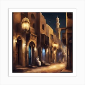 Arabic Street At Night 1 Art Print