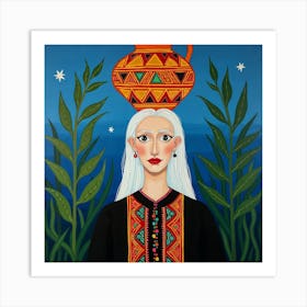 A Painting Of A Solemn Palestinian Woman Art Print