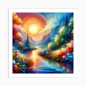 Sunset By The River 15 Art Print