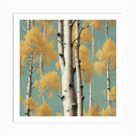 Bigtooth Aspen Vintage Autumn Tree Print Art Print 1 Art Print