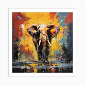 Elephant In The Rain Art Print