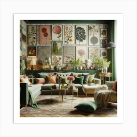 Green Living Room Art Print