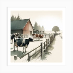 Cows In A Barn Art Print