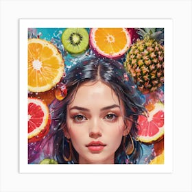 Girl With Fruit Art Print