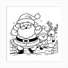 Santa Claus Coloring Page 2 Art Print