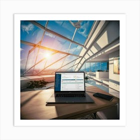 Laptop On A Desk 2 Art Print