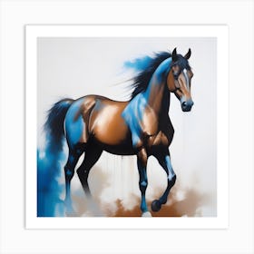 Blue Horse Art Print