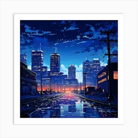 Cityscape At Night Art Print