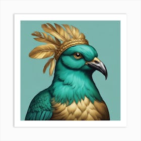 Teal Birdie Art Print