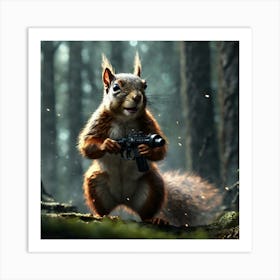 Squirrel With Gun Art Print