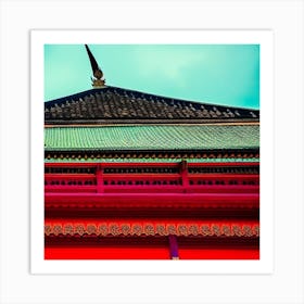 Red Roof In Kyoto Art Print