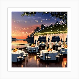 Wedding Reception At The Lake Art Print