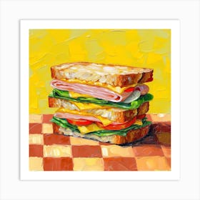 Club Sandwich Yellow Checkerboard 4 Art Print