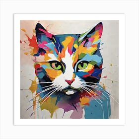 Colorful Cat Painting Art Print