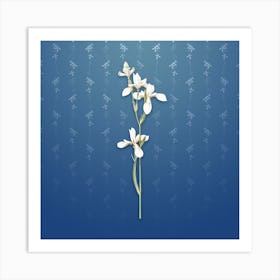 Vintage Siberian Iris Botanical on Bahama Blue Pattern n.1297 Art Print