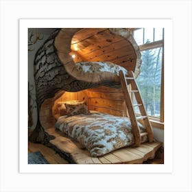 Tree Trunk Bunk Bed Art Print