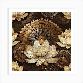 Steampunk Lotus Art Print