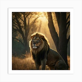 Lion In The Forest 5 Art Print