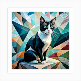 Geometric Cat Art Print