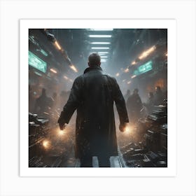 Man Walking Through A City Art Print