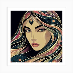 Woman With Long Hair Art Print