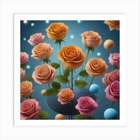 Roses In A Vase Art Print