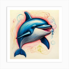 Dolphin Drawing 16 Art Print