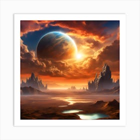 A Painting Of A Sunset With Clouds In The Sky Art Print