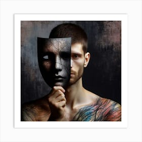 Portrait Of A Man With Tattoos Art Print