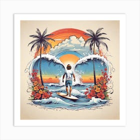 Surfer On A Wave Art Print