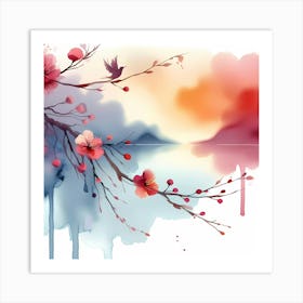 Cherry Blossoms Wallpaper Art Print