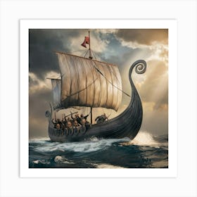 A Stunning Viking Ship Navigating Its Way Through Jjbkjgwtr1onvx7bdg Miq Kj25gs Qqaolcws7hbv Xq Art Print