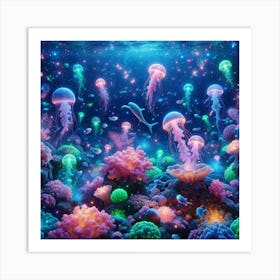 Jellyfish In The Ocean Art Print