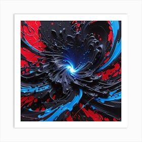 Abstract Black And Blue Painting Art Print