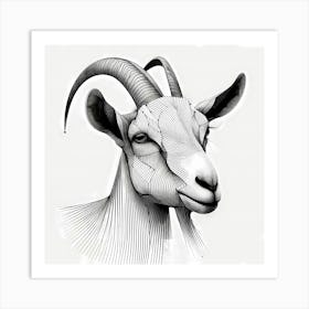 Goat Head - Abstract Line Art Illustration 283 Art Print